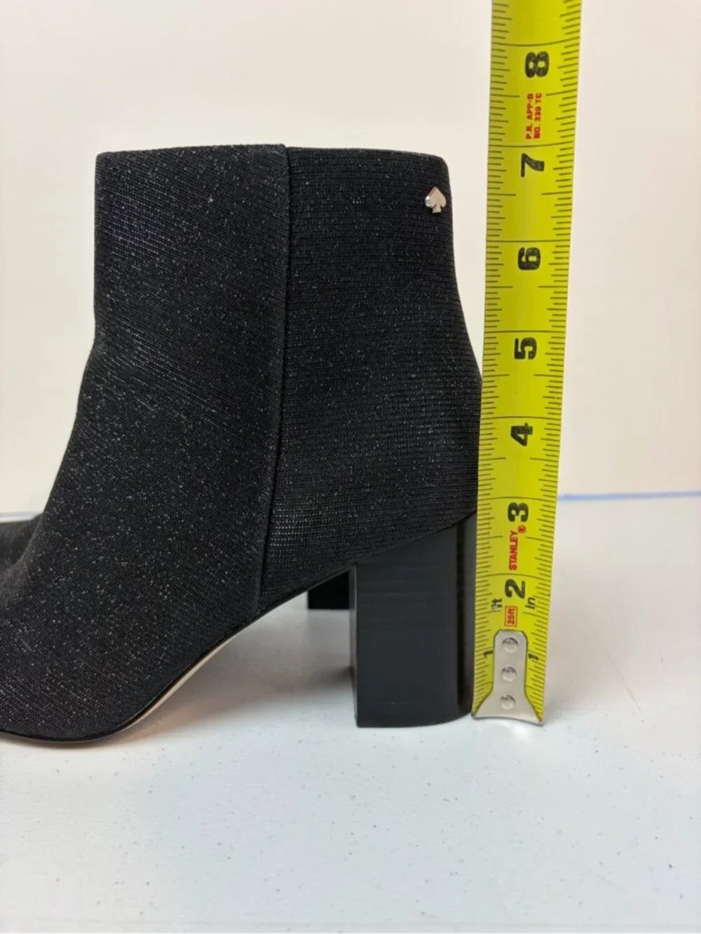 KATE SPADE GISELLE BLACK METALLIC HEEL ANKLE BOOTIE BOOTS WOMENS POINTY TOE 6B